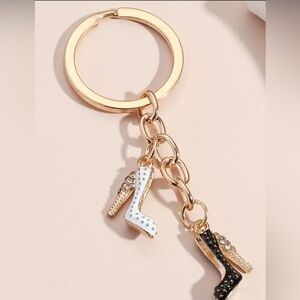 BAG CHARM Black and White Heel Keychain